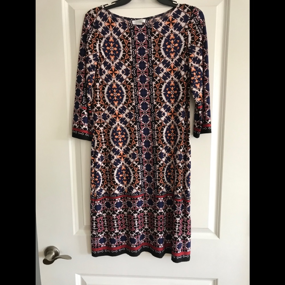 London Times Geometric Print Jersey Dress - size 6